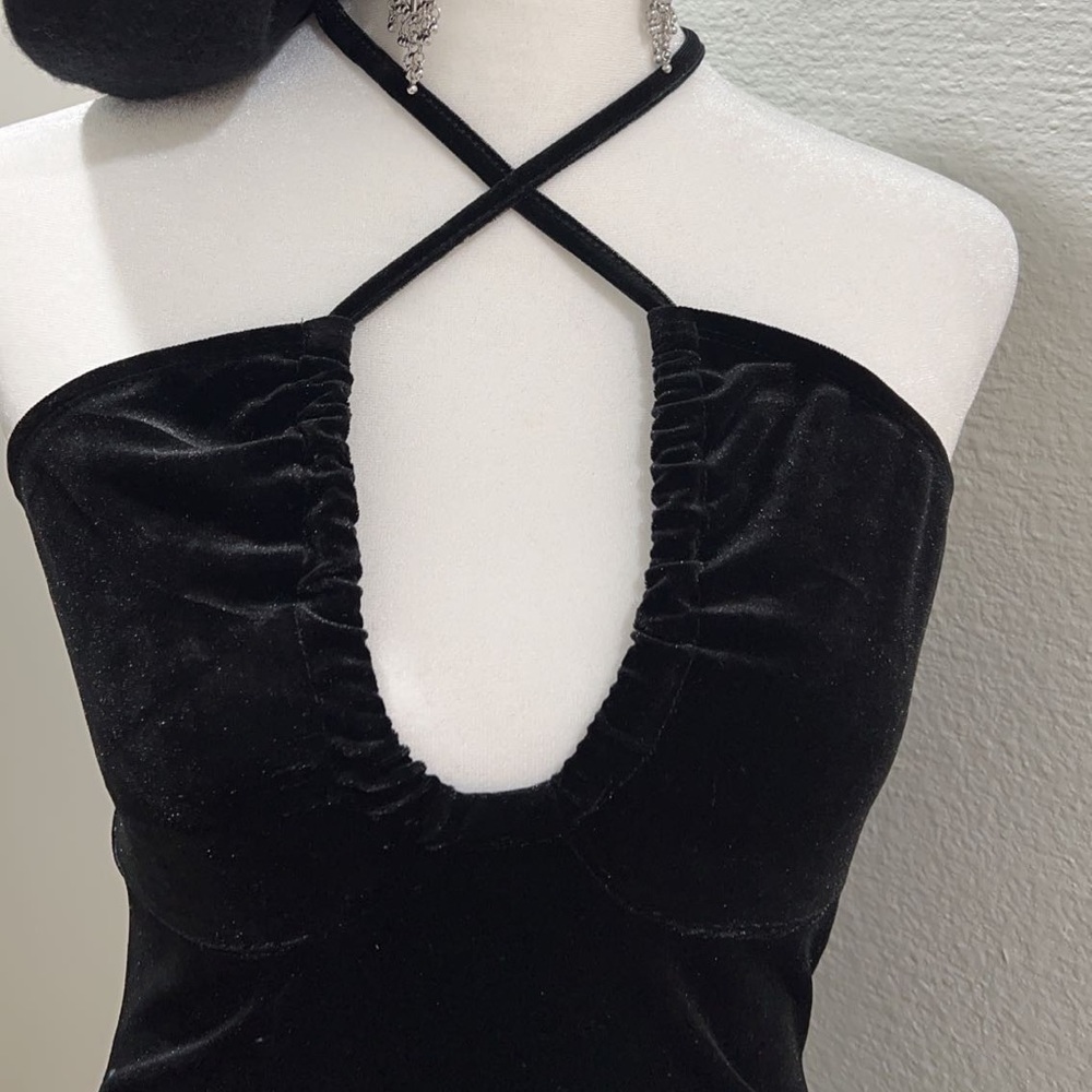 Black velvet bodysuit